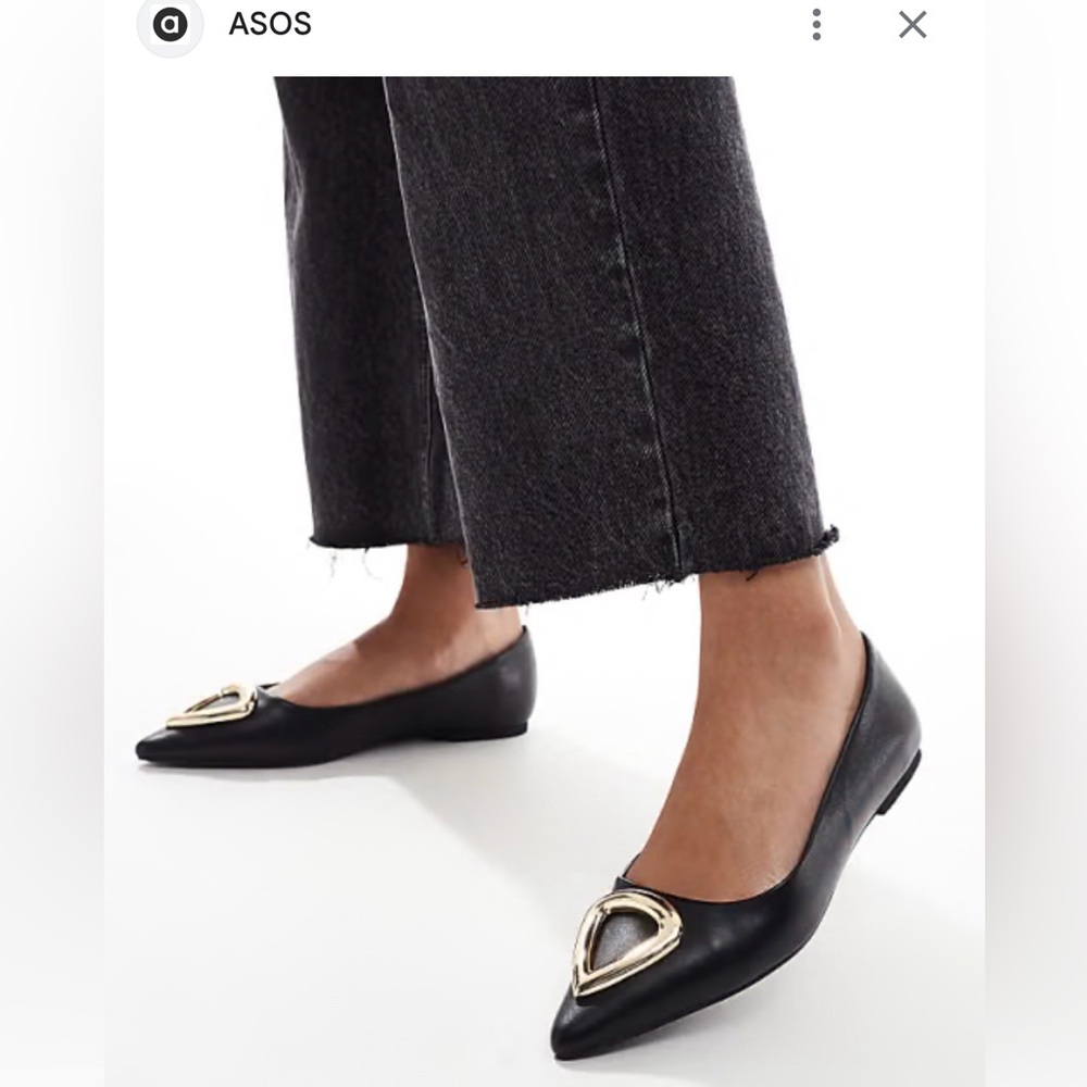 ASOS Black Flats with Gold Detail